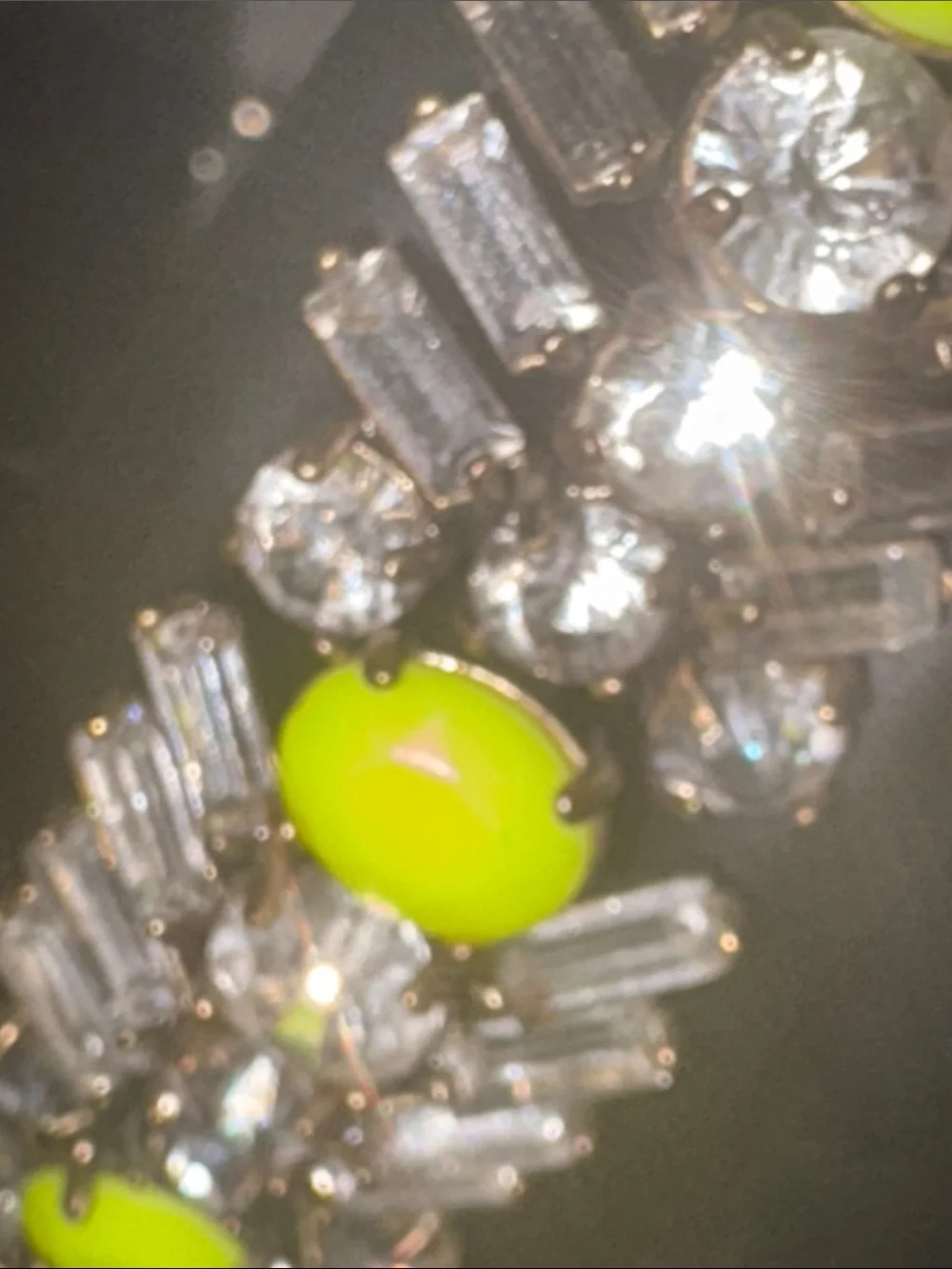 J. Crew Neon Yellow and Clear Crystal Stretch Bracelet